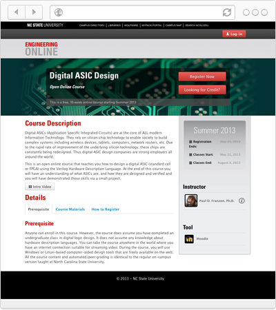 registration webpage for Digital ASIC Summer 2013
