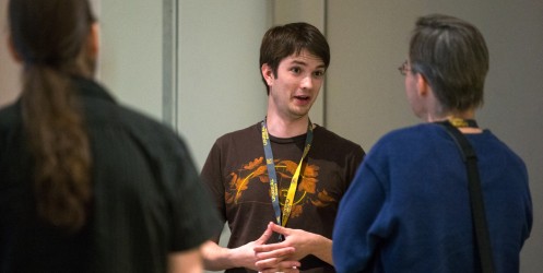 David talking with an attendee