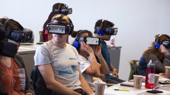 Students test new virtual reality scenarios in cross-cultural competency class at GTI on Centennial Campus.
