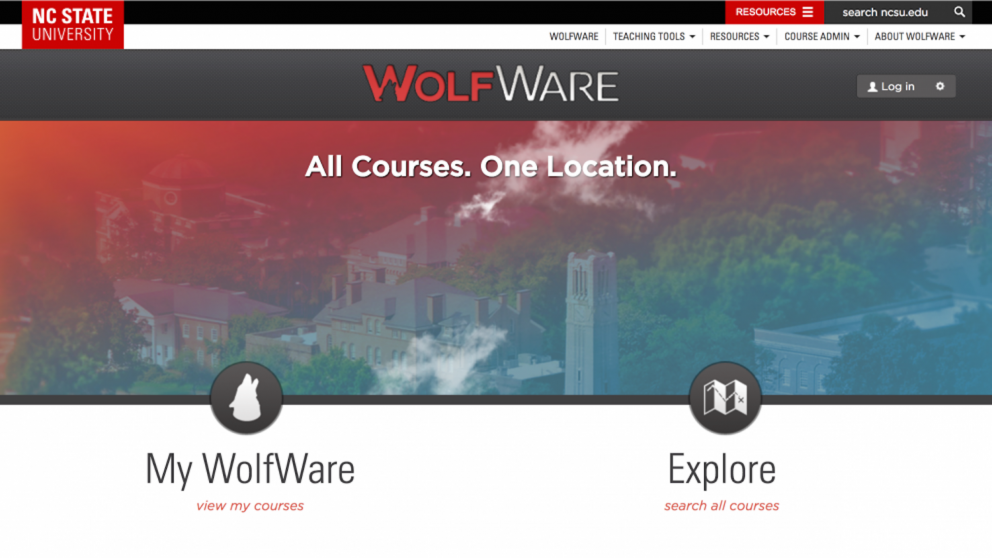 Screenshot of WolfWare home page