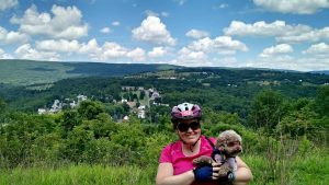 Katie Bean and Coco on the GAP Trail in Cumberland, Maryland.