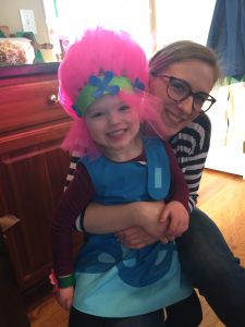 Monroe with her daughter McKenna at her Trolls themed birthday party.
