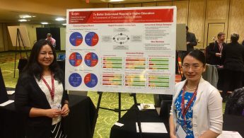 Photo of Jakia Salam and Yan Shen with their poster presentation.