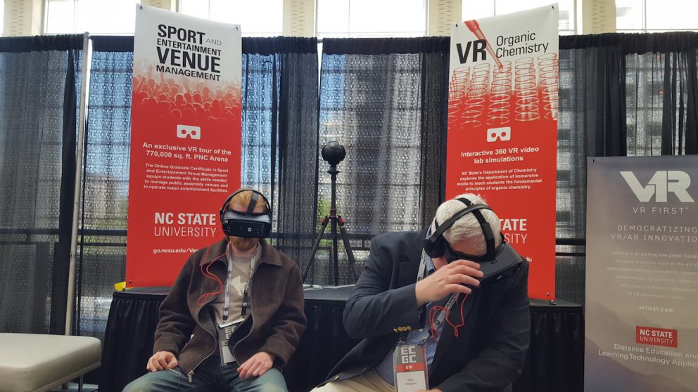 Photo of ECGC attendees with VR headset.