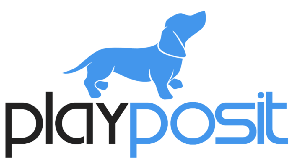 PlayPosit blue and black dog logo