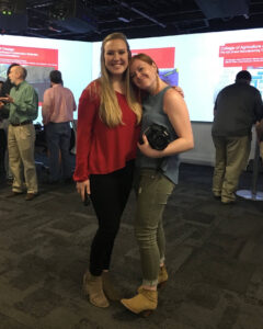 Cassidy with Katie Harris at the DELTA Grants Showcase held at Hunt Library in 2019.