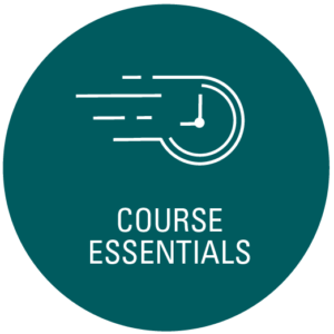 Decorative, text "Course Essentials"