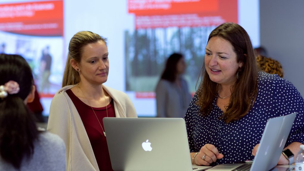 faculty member and DELTA staff discuss projects