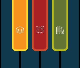 Illustrated piano keyboard with colored keys and icons to references different functions in the app.