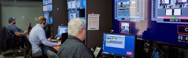 Technicians work in pods at DELTA's central control room