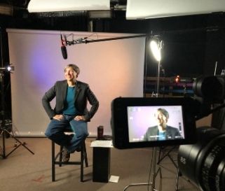 person in front of camera